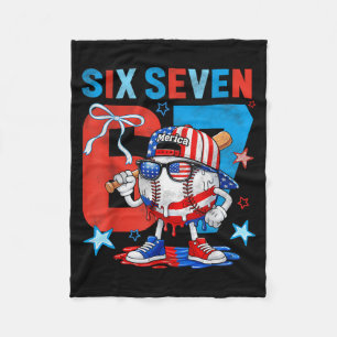 Baseball Flag Drip USA American Patriotic 4th of Fleece Blanket