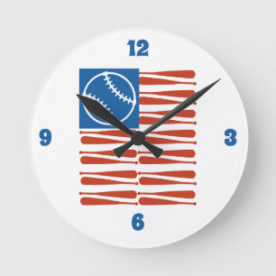 Baseball flag round clock