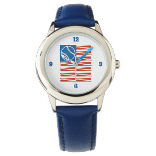 Baseball flag with numbers watch