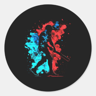Baseball Flames Retro Baseball Bats Classic Round Sticker