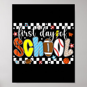 Baseball Football Basketball Preppy First Day Of S Poster