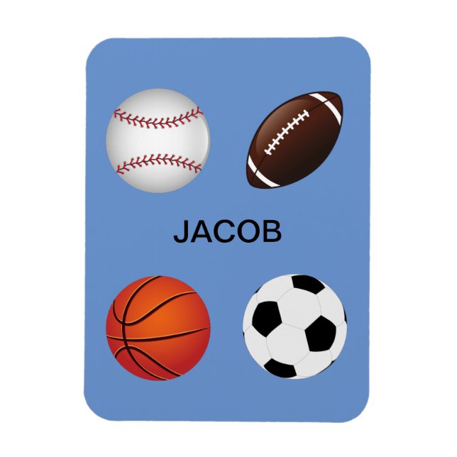 Baseball, Football, Soccer and Basketball Sports Magnet (Vertical)