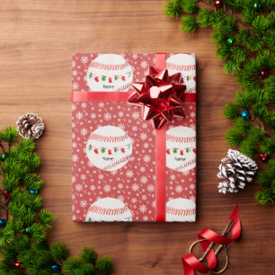 Baseball for Christmas with name for kids Wrapping Paper