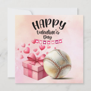 Baseball for Valentine's Day with hearts Holiday Card