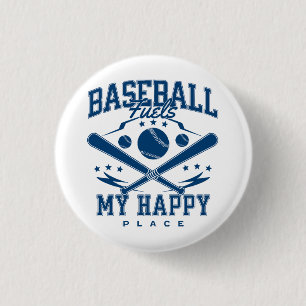 Baseball Fuels My Happy Place 3 Cm Round Badge
