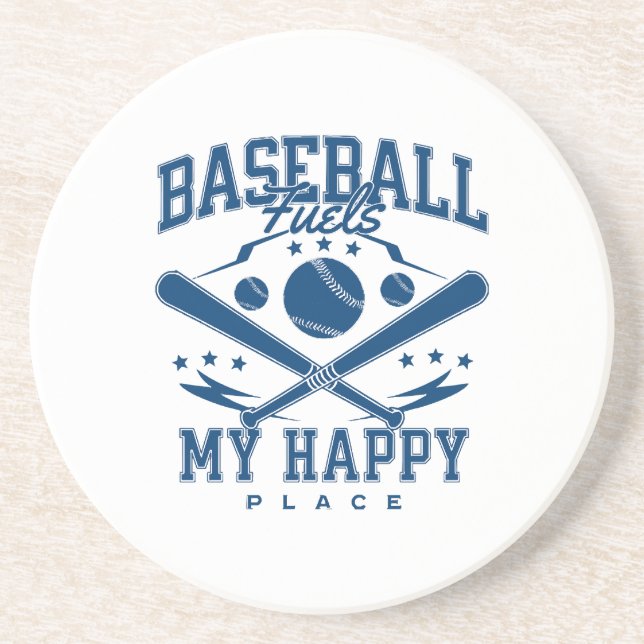 Baseball Fuels My Happy Place Coaster (Front)