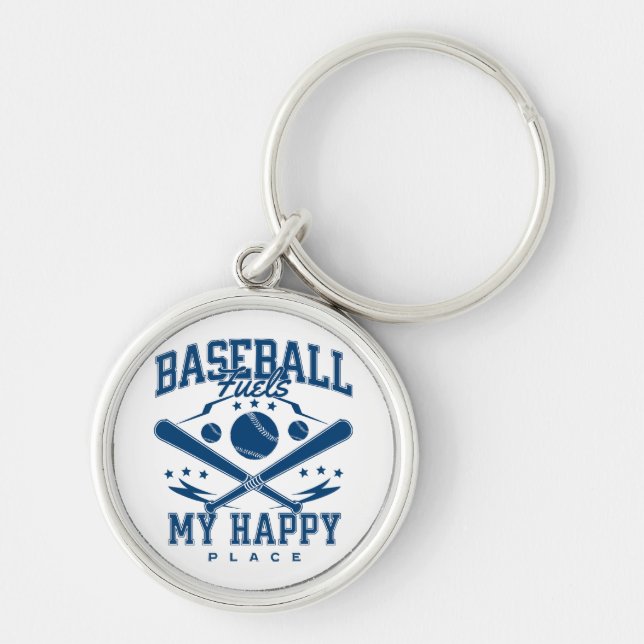 Baseball Fuels My Happy Place Key Ring (Front)