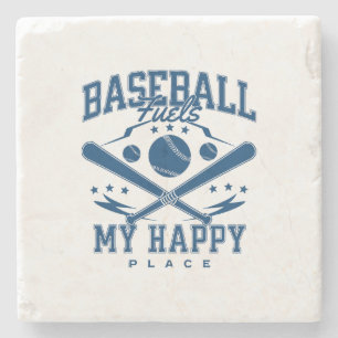 Baseball Fuels My Happy Place Stone Coaster