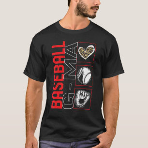 Baseball G ma Leopard Heart Grandma Mother's Day G T-Shirt