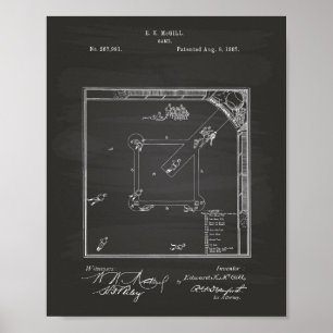 Baseball Game 1887 Patent Art Chalkboard Poster