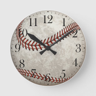 Baseball  Game  American Past-time Sports Round Clock