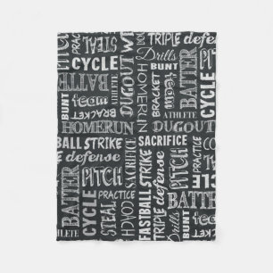 Baseball Game Chalkboard Words And Terms Fleece Blanket