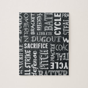 Baseball Game Chalkboard Words Jigsaw Puzzle