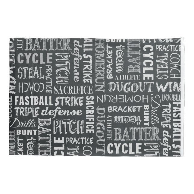 Baseball Game Chalkboard Words Pillowcase (Back)