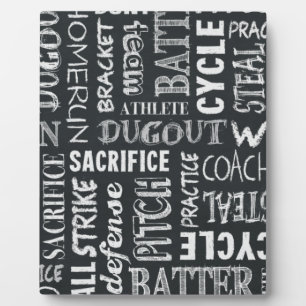 Baseball Game Chalkboard Words Plaque