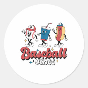 Baseball Game Day Retro Baseball Vibes Sport Fan _ Classic Round Sticker