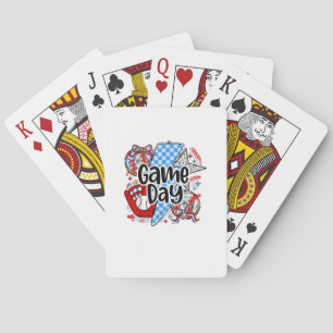 Baseball Game Day Retro Tis The Season Chequered Playing Cards