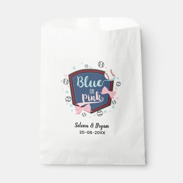 baseball gender reveal favour bag (Front)