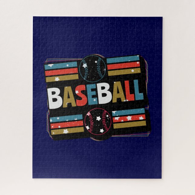 Baseball Geometric Abstract Art Jigsaw Puzzle (Vertical)