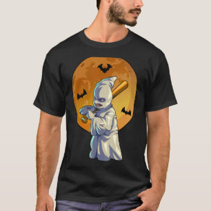 Baseball Ghost Halloween Men Boys Baseball Hallowe T-Shirt