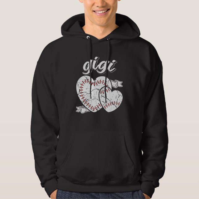 Baseball Gigi Heart Ball Cool Baseball Proud Grand Hoodie (Front)