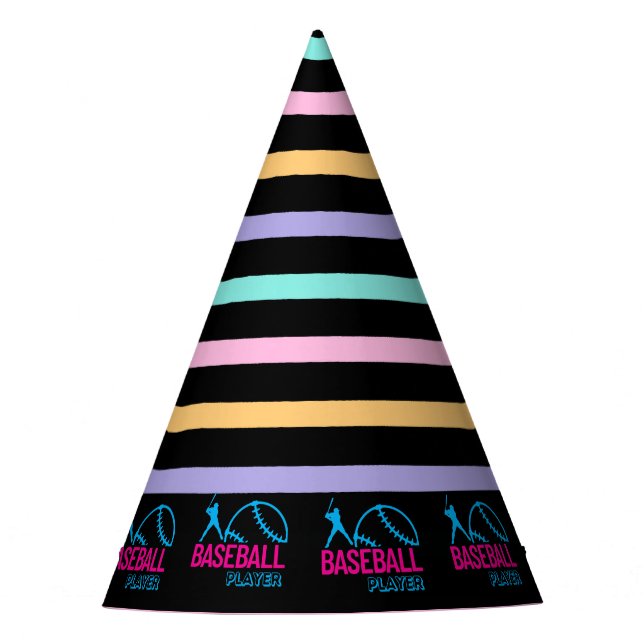 Baseball Girl Birthday, Baseball Player Gift Party Hat (Front)