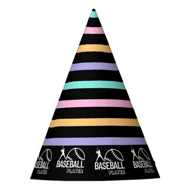 Baseball Girl Birthday, Baseball Player Gift Party Hat (Front)
