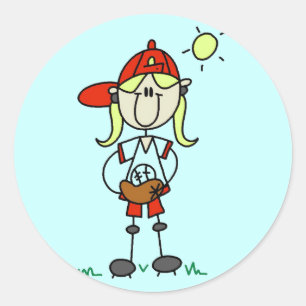 Baseball Girl With Glove Tshirts and Gifts Classic Round Sticker