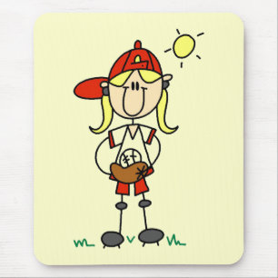 Baseball Girl With Glove Tshirts and Gifts Mouse Pad