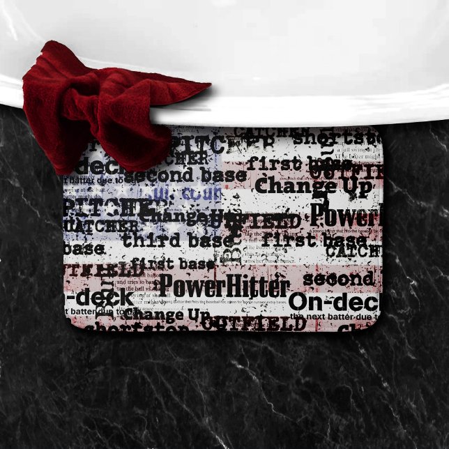 Baseball Glory | Faded Grunge American Flag Words Bath Mat (Creator Uploaded)