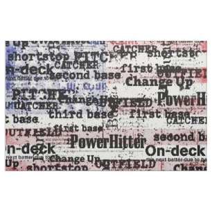 Baseball Glory   Faded Grunge American Flag Words Fabric