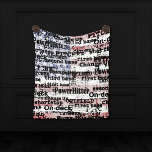 Baseball Glory   Faded Grunge American Flag Words Fleece Blanket