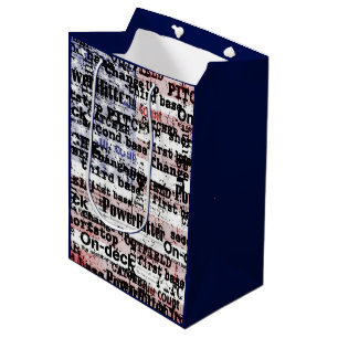 Baseball Glory   Faded Grunge American Flag Words Medium Gift Bag