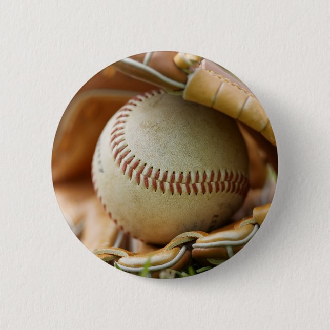 Baseball Glove and Ball 6 Cm Round Badge (Front)