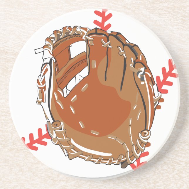 baseball glove and baseball vector design coaster (Front)