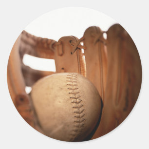 Baseball Glove & Ball Classic Round Sticker