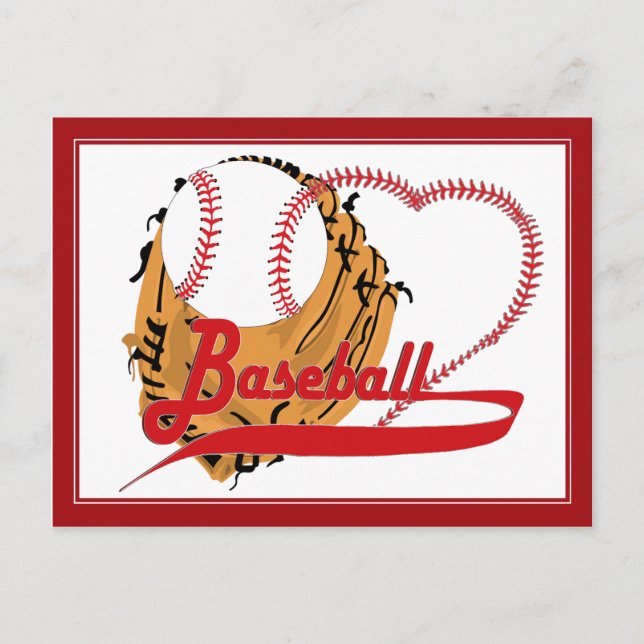 Baseball Glove & Baseball Heart Postcard (Front)