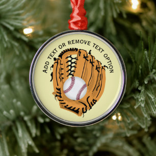 Baseball, Glove, Bats Christmas Metal Ornament