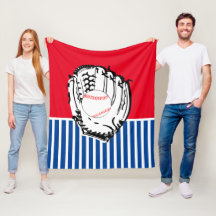 Baseball Glove Blue & Red Striped