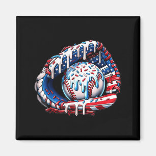 Baseball Glove Drip American Flag 4th of July Magnet