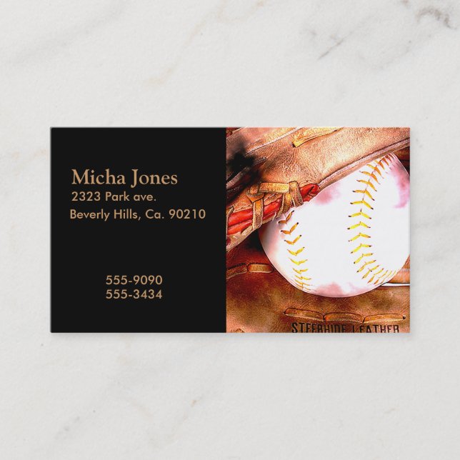 Baseball & Glove Grunge Style Business Card (Front)
