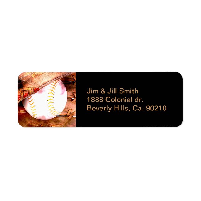 Baseball & Glove Grunge Style Return Address Label (Front)