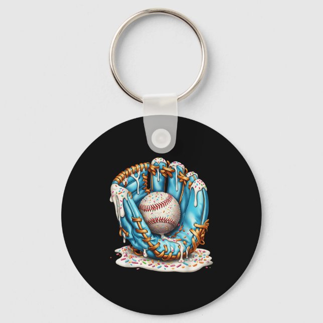 Baseball Glove Ice Cream Drip With Sprinkles Men B Key Ring (Front)