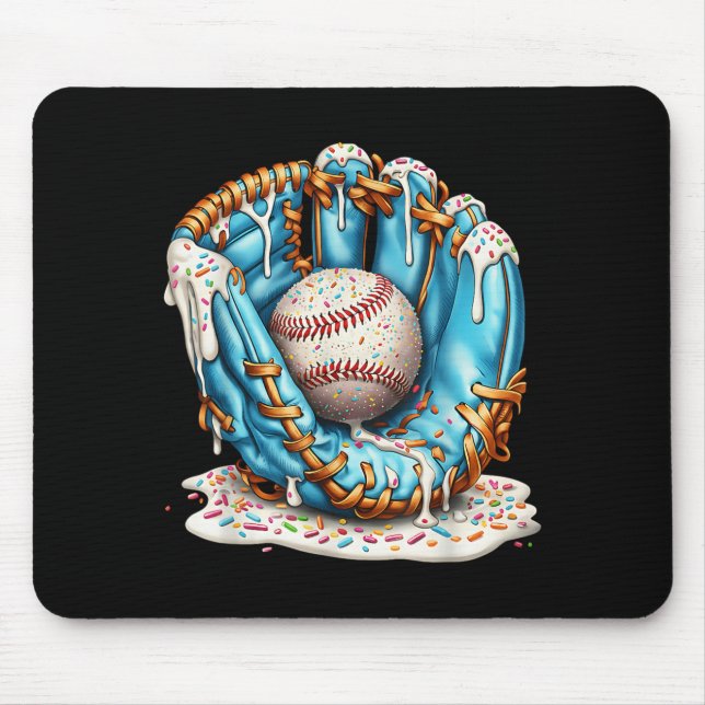 Baseball Glove Ice Cream Drip With Sprinkles Men B Mouse Pad (Front)