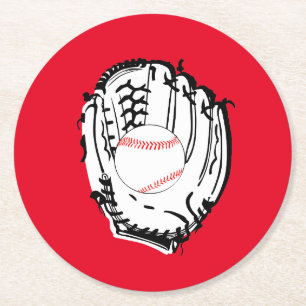 Baseball Glove Round Paper Coaster