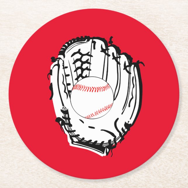 Baseball Glove Round Paper Coaster (Front)