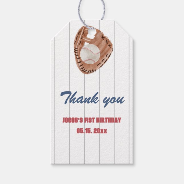 Baseball glove square rectangle Tag (Front)