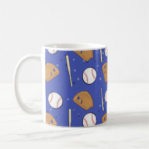 Baseball - Gloves, Balls & Bats on Blue Background Coffee Mug