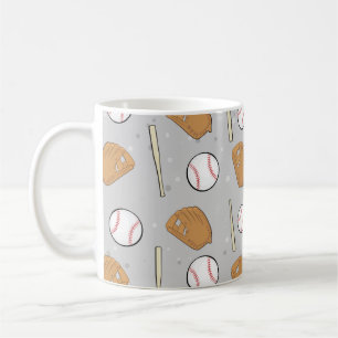 Baseball - Gloves, Balls & Bats on Grey Background Coffee Mug