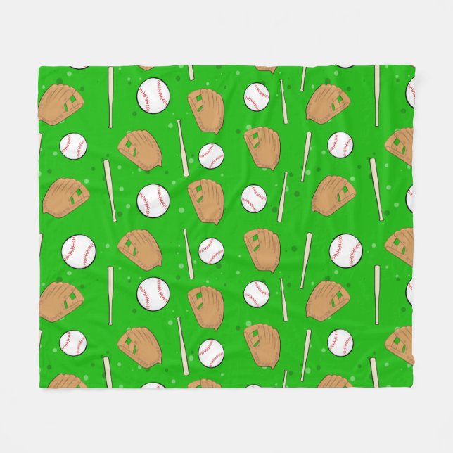 Baseball - Gloves, Balls & Bats Seamless Pattern Fleece Blanket (Front (Horizontal))